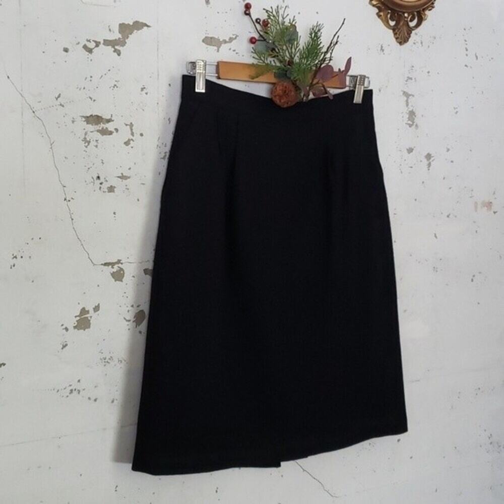 SAG HARBOR Women's VINTAGE Academia Wool Teacher Black Midi Skirt Size 6